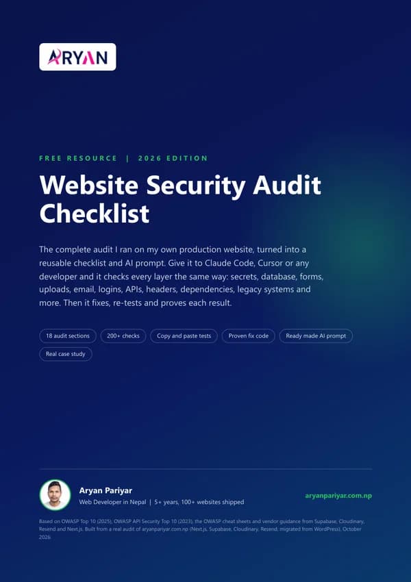 Cover of the Website Security Audit Checklist PDF