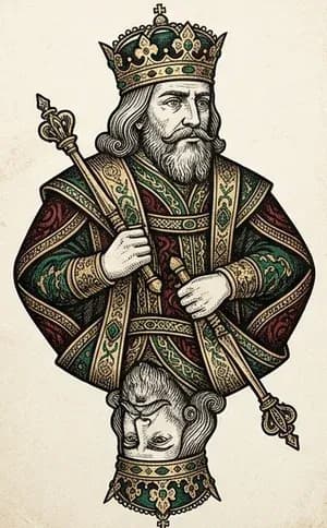 Illustrated King court card from the game