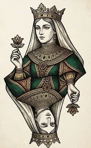 Illustrated Queen court card from the game