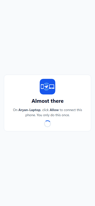Phone waiting for the PC to click Allow while pairing with Pathau