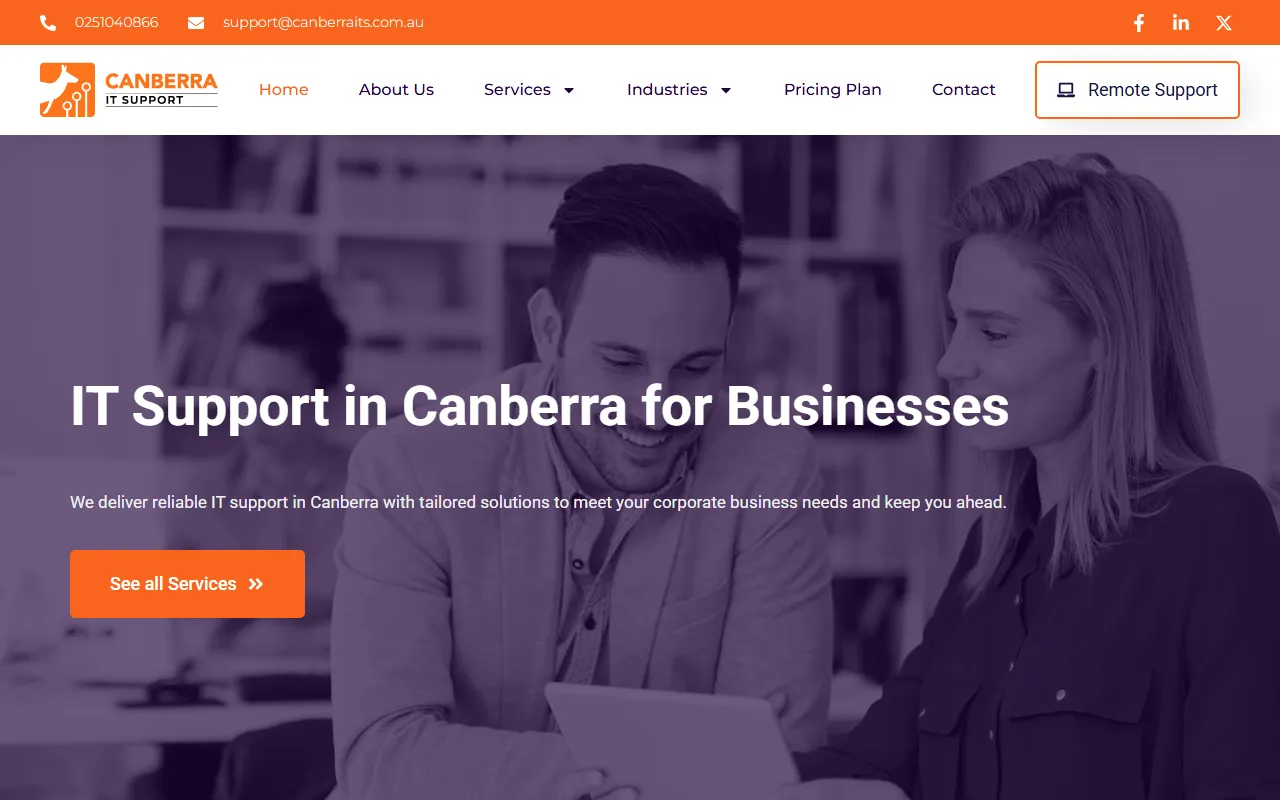 Canberra ITS website screenshot
