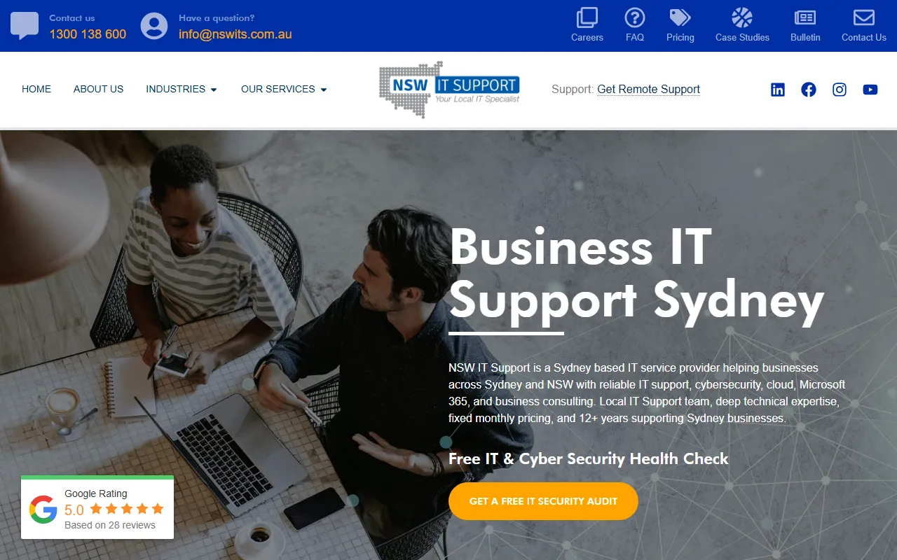NSW IT Support website screenshot