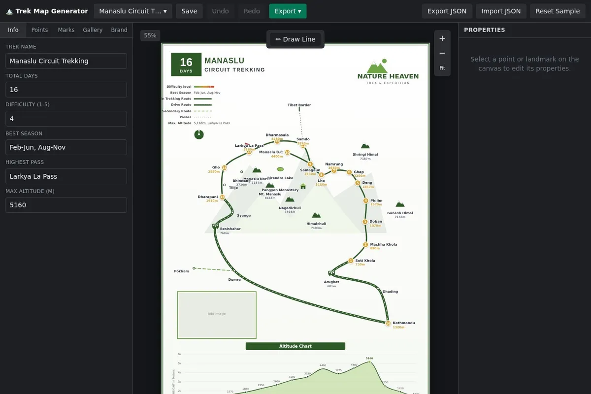 Trekking Route Map Generator screenshot