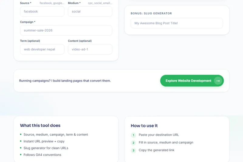 UTM Link Builder interface