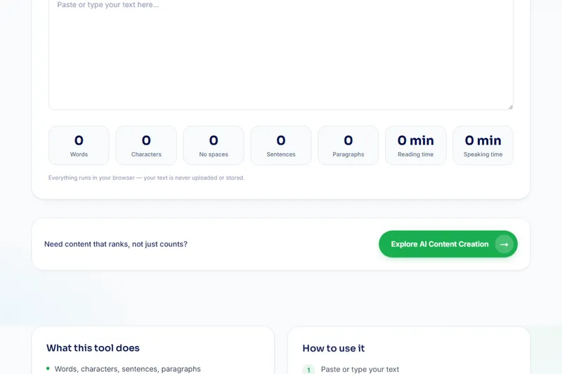 Word Counter & Reading Time interface